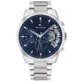 Tommy Hilfiger Baker 1710448 kello, jossa on Sininen kellotaulu ja halkaisijaltaan 44 mm kotelo ja Metalliranneke hihna, jonka väri on Hopea