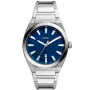 Fossil FS5822 kello, jossa on Sininen kellotaulu ja halkaisijaltaan 42 mm kotelo ja Metalliranneke hihna, jonka väri on Hopea