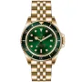 OceanX Sharkmaster-V VSMS516 kello, jossa on Vihreä kellotaulu ja halkaisijaltaan 42 mm kotelo ja Metalliranneke hihna, jonka väri on Kulta