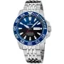 Festina Professional Diver Day Date F20661/1 kello, jossa on Sininen kellotaulu ja halkaisijaltaan 45 mm kotelo ja Metalliranneke hihna, jonka väri on Hopea