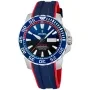 Festina Professional Diver Day Date F20662/1 kello, jossa on Sininen kellotaulu ja halkaisijaltaan 45 mm kotelo ja Kumiremmi hihna, jonka väri on Sininen, Punainen