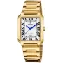 Festina On The Square F20680/1 kello, jossa on Valkoinen kellotaulu ja halkaisijaltaan 29 mm kotelo ja Metalliranneke hihna, jonka väri on Kulta