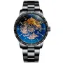 IK Colouring Skeleton S107 kello, jossa on Sininen kellotaulu ja halkaisijaltaan 42 mm kotelo ja Metalliranneke hihna, jonka väri on Musta