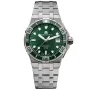 Maurice Lacroix Aikon Venturer Automatic 38 mm. AI6057-SSL52-630-1 kello, jossa on Vihreä kellotaulu ja halkaisijaltaan 38 mm kotelo ja Metalliranneke hihna, jonka väri on Hopea