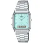Casio Vintage AQ-230A-2A2MQYES kello, jossa on Sininen kellotaulu ja halkaisijaltaan 30 mm kotelo ja Metalliranneke hihna, jonka väri on Hopea