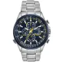 Citizen Angels Promaster Sky Eco-Drive AT8020-54L kello, jossa on Sininen kellotaulu ja halkaisijaltaan 43 mm kotelo ja Metalliranneke hihna, jonka väri on Hopea