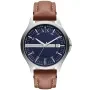 Armani Exchange Hampton AX2133 kello, jossa on Sininen kellotaulu ja halkaisijaltaan 46 mm kotelo ja Nahka ranneke hihna, jonka väri on Ruskea
