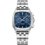 Carl Pique Carré Chrono CP0026 kello, jossa on Sininen kellotaulu ja halkaisijaltaan 39 mm kotelo ja Metalliranneke hihna, jonka väri on Hopea