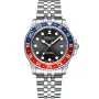 Dissing Diver GMT D1123 kello, jossa on Musta kellotaulu ja halkaisijaltaan 42 mm kotelo ja Metalliranneke hihna, jonka väri on Hopea