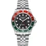 Dissing Diver GMT D1125 kello, jossa on Musta kellotaulu ja halkaisijaltaan 42 mm kotelo ja Metalliranneke hihna, jonka väri on Hopea