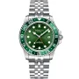 Dissing Diver GMT D1127 kello, jossa on Vihreä kellotaulu ja halkaisijaltaan 42 mm kotelo ja Metalliranneke hihna, jonka väri on Hopea