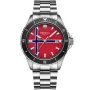 Dissing Norway D1587 kello, jossa on Punainen kellotaulu ja halkaisijaltaan 43 mm kotelo ja Metalliranneke hihna, jonka väri on Hopea