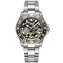 Dissing Diver GMT Limited Edition D1618 kello, jossa on Vihreä kellotaulu ja halkaisijaltaan 42 mm kotelo ja Metalliranneke hihna, jonka väri on Hopea