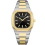 Faucon Octagon F10049 kello, jossa on Musta kellotaulu ja halkaisijaltaan 37 mm kotelo ja Metalliranneke, Kaksivärinen metalliranneke hihna, jonka väri on Kulta, Hopea