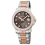 Jaguar Lady Diver J894/2 kello, jossa on Ruskea kellotaulu ja halkaisijaltaan 35 mm kotelo ja Metalliranneke, Kaksivärinen metalliranneke hihna, jonka väri on Ruusukulta, Hopea