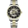 Kensington Automatic K0099 kello, jossa on Musta kellotaulu ja halkaisijaltaan 43 mm kotelo ja Metalliranneke, Kaksivärinen metalliranneke hihna, jonka väri on Kulta, Hopea