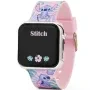 Accutime Lilo & Stich LED Watch P001617 kello, jossa on Musta kellotaulu ja halkaisijaltaan 35 mm kotelo ja Kumiremmi hihna, jonka väri on Vaaleanpunainen, Violetti