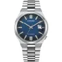 Citizen Tsuyosa Automatic NJ0151-88L kello, jossa on Sininen kellotaulu ja halkaisijaltaan 40 mm kotelo ja Metalliranneke hihna, jonka väri on Hopea