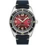 Spinnaker Fleuss Oxblood SP-5055-07 kello, jossa on Punainen kellotaulu ja halkaisijaltaan 43 mm kotelo ja Nahka ranneke hihna, jonka väri on Musta
