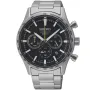 Seiko Chronograph SSB413P1 kello, jossa on Musta kellotaulu ja halkaisijaltaan 43 mm kotelo ja Metalliranneke hihna, jonka väri on Hopea