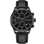 Studsgaard Chronograph S0045 kello, jossa on Musta kellotaulu ja halkaisijaltaan 42 mm kotelo ja Nahka ranneke hihna, jonka väri on Musta