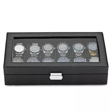 Ditur Kellorasia, valmistusmateriaali Musta Puu, Tekohiili, tilaa 12 Kelloa kellolle