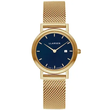 Llarsen Regitze 124GDG3-MG3-14 -kello Naisten, jossa on Sininen kellotaulu halkaisija 28 mm ja Kulta Metalliranneke ranneke