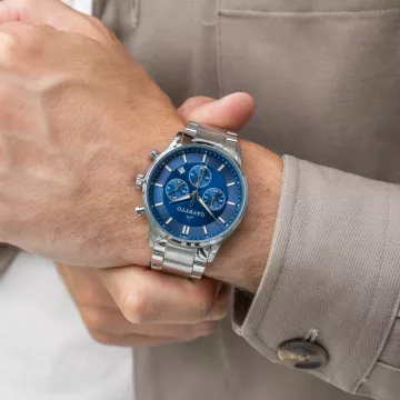 Cavetto Pantheon CV0002 -kello Miesten, jossa on Sininen kellotaulu halkaisija 42 mm ja Hopea Metalliranneke ranneke