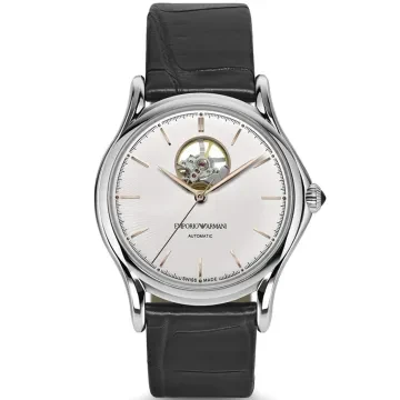 Emporio Armani Swiss Classic ARS3303 -kello Miesten, jossa on Valkoinen kellotaulu halkaisija 42 mm ja Musta Alligaattorinahkaranneke ranneke