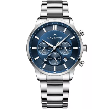 Cavetto Pantheon CV0002 -kello Miesten, jossa on Sininen kellotaulu halkaisija 42 mm ja Hopea Metalliranneke ranneke