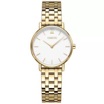 Dissing Classic D1563 -kello Naisten, jossa on Valkoinen kellotaulu halkaisija 30 mm ja Kulta Metalliranneke ranneke