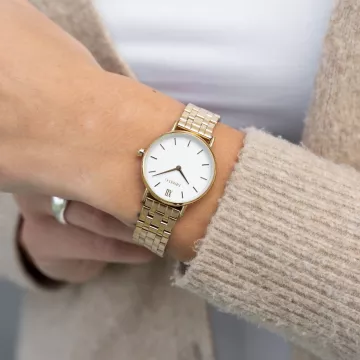 Dissing Classic D1563 -kello Naisten, jossa on Valkoinen kellotaulu halkaisija 30 mm ja Kulta Metalliranneke ranneke