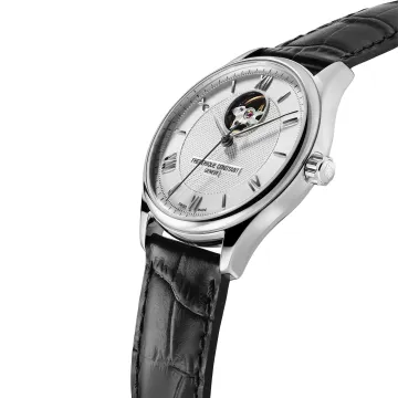 Frederique Constant Classics Heart Beat Automatic FC-310MS5B6 -kello Miesten, jossa on Hopea kellotaulu halkaisija 40 mm ja Musta Vasikannahkaranneke ranneke