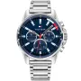 Tommy Hilfiger 1791788 kello, jossa on Sininen kellotaulu ja halkaisijaltaan 44 mm kotelo ja Metalliranneke hihna, jonka väri on Hopea
