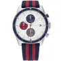 Tommy Hilfiger Parker 1792035 kello, jossa on Valkoinen kellotaulu ja halkaisijaltaan 44 mm kotelo ja Kangashihna hihna, jonka väri on Punainen