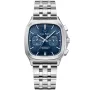 Carl Pique Carré Chrono CP0026 kello, jossa on Sininen kellotaulu ja halkaisijaltaan 39 mm kotelo ja Metalliranneke hihna, jonka väri on Hopea