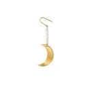 Jane Kønig Half Moon NO. 2 Pearl Earring Korvakoru Single Kullattu ruostumaton teräs HMPE-AW26-SS-G