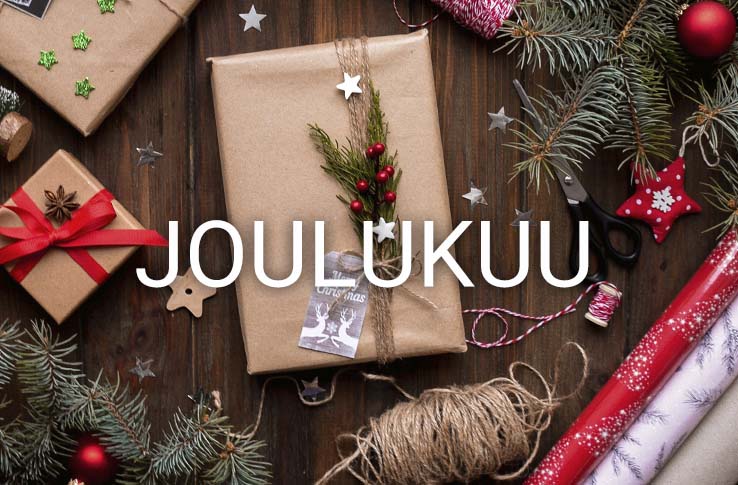 Joulun aineksia tekstill&auml; joulukuu